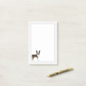 Gestreepte Boston Terrier Mooie Cartoon Hond & Poo Post-it® Notes (Op bureau)