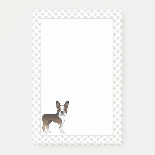 Gestreepte Boston Terrier Mooie Cartoon Hond & Poo Post-it® Notes (Voorkant)