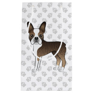 Gestreepte Boston Terrier Schattige Cartoon Hond & Klein Cadeauzakje