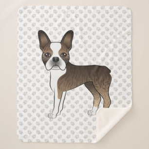 Gestreepte Boston Terrier Schattige Cartoon Hond & Sherpa Deken
