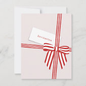 Gestreepte Bow Flat Invitation Kaart (Voorkant)