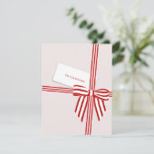 Gestreepte Bow Flat Invitation Kaart (Staand voorkant)
