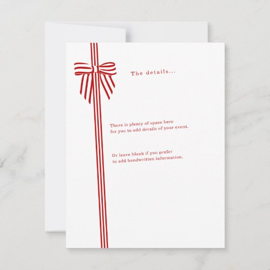 Gestreepte Bow Flat Invitation Kaart (Achterkant)