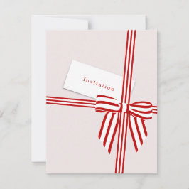 Gestreepte Bow Flat Invitation Kaart