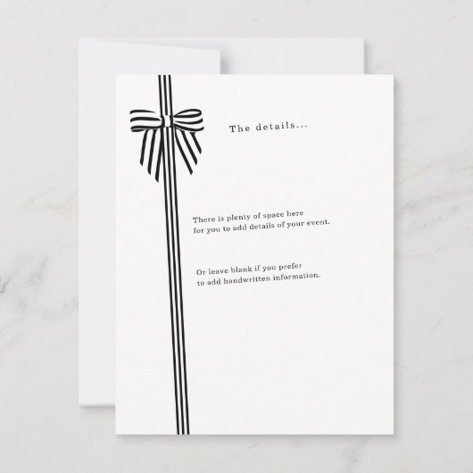 Gestreepte Bow Flat Invitation Kaart Groen (Achterkant)