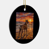 Gestreepte Boxer bij Sunset Beach Boxer Honden Kun Keramisch Ornament (Rechts)