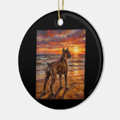 Gestreepte Boxer bij Sunset Beach Boxer Honden Kun Keramisch Ornament (Links)