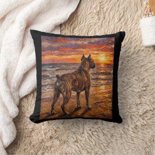 Gestreepte Boxer bij Sunset Beach Boxer Honden Kun Kussen