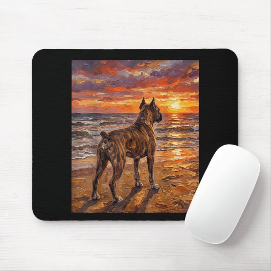 Gestreepte Boxer bij Sunset Beach Boxer Honden Kun Muismat (Met muis)