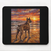 Gestreepte Boxer bij Sunset Beach Boxer Honden Kun Muismat (Voorkant)
