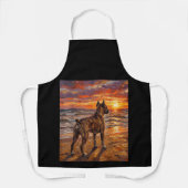 Gestreepte Boxer bij Sunset Beach Boxer Honden Kun Schort (Voorkant)