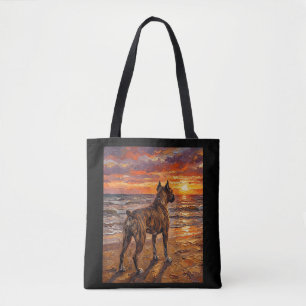 Gestreepte Boxer bij Sunset Beach Boxer Honden Kun Tote Bag