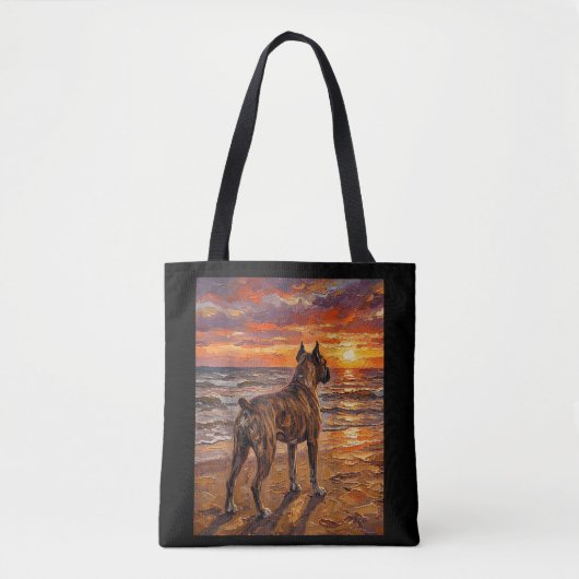 Gestreepte Boxer bij Sunset Beach Boxer Honden Kun Tote Bag (Voorkant)