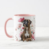Gestreepte Boxer Hond & Wilde Bloemen Mok (Links)