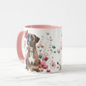 Gestreepte Boxer Hond & Wilde Bloemen Mok (Voorkant links)