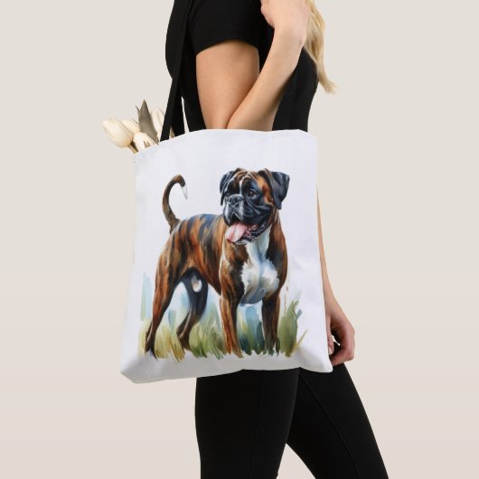 Gestreepte Boxer in aquarel Tote Bag (Dichtbij)