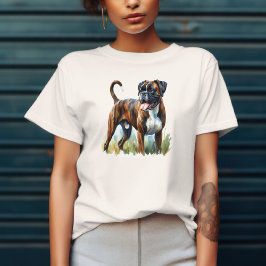 Gestreepte Boxer weergegeven in waterverf T-shirt