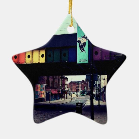 Gestreepte brug keramisch ornament (Achterkant)