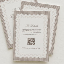 Gestreepte Bruine Kant Trouwdetails RSVP Qr Code