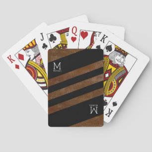 gestreepte bruine monogram speelkaarten
