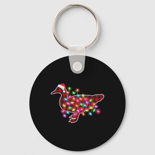 Gestreepte Buffalo Eend Kerst Pyjama Kerstlichten  Sleutelhanger (Voorkant)