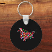 Gestreepte Buffalo Eend Kerst Pyjama Kerstlichten  Sleutelhanger (Voorkant)