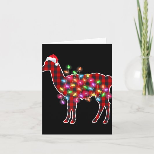 Gestreepte Buffalo Lama Kerst Pyjama Kerstlichten  Kaart (Voorkant)