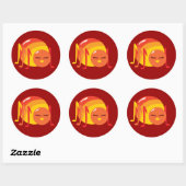 Gestreepte buik ronde sticker (Vel)