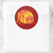 Gestreepte buik ronde sticker (Tas)