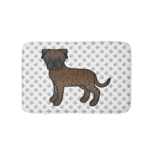 Gestreepte Bullmastiff Moppige Cartoon Hond & Poot Badmat
