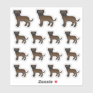 Gestreepte Bullmastiff Moppige Cartoon Honden Sticker