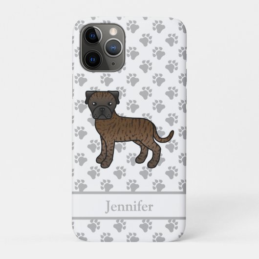 Gestreepte Bullmastiff Mopshond & Naam Case-Mate iPhone Case (Achterkant)