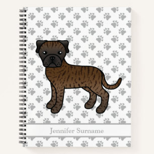 Gestreepte Bullmastiff Mopshond & Tekst Notitieboek