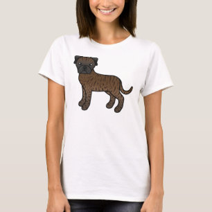 Gestreepte Bullmastiff Schattige Cartoon Hond T-shirt