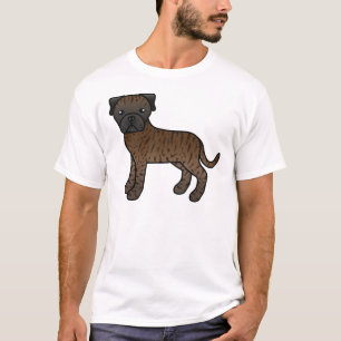 Gestreepte Bullmastiff Schattige Cartoon Hond T-shirt