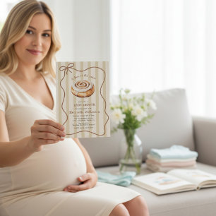 Gestreepte Bun Baby Shower Uitnodiging Waterverf Q