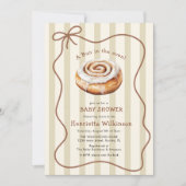 Gestreepte Bun Baby Shower Uitnodiging Waterverf Q (Voorkant)
