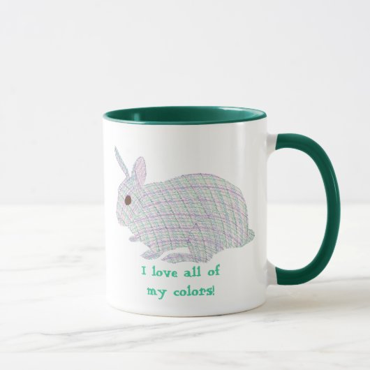 Gestreepte Bunny, Ik hou van al mijn kleuren, mok (Rechts)
