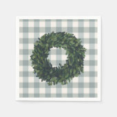 Gestreepte Buxus Krans Stijlvolle Boerderij Landel Servet (Voorkant)