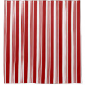 Gestreepte Candy Cane Kerstvakantie Rood Wit Douchegordijn (Voorkant)