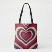 Gestreepte Canvas tas met retro rood hart (Voorkant)