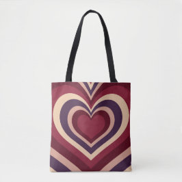 Gestreepte Canvas tas met retro rood hart