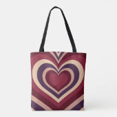 Gestreepte Canvas tas met retro rood hart (Achterkant)