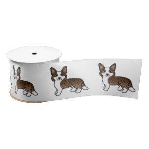 Gestreepte Cardigan Welsh Corgi Cartoon Hond Satijnen Lint