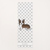 Gestreepte Cardigan Welsh Corgi Hond & Naam Yogamat (Voorkant)