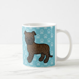 Gestreepte Cartoon Staffordshire Bull Terrier Koffiemok