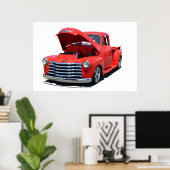Gestreepte Chevrolet Pickup Truck Poster (Thuiskantoor)