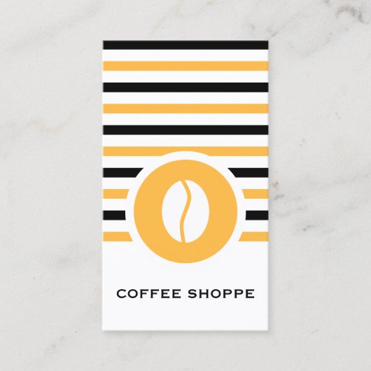 Gestreepte Chic Coffee Bean Visitekaartje (Voorkant)