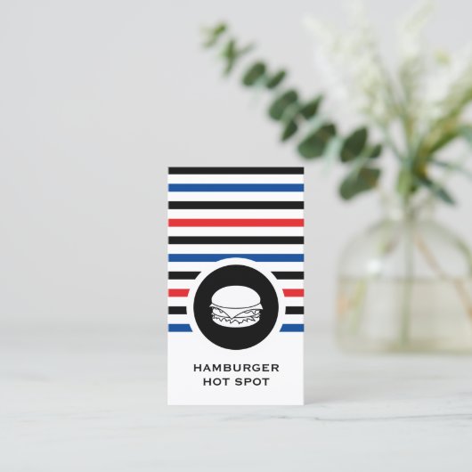 Gestreepte Chic Hamburger Visitekaartje (Staand voorkant)