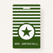 Gestreepte Chic Star Hall Pass voor leraren Badge (Achterkant)